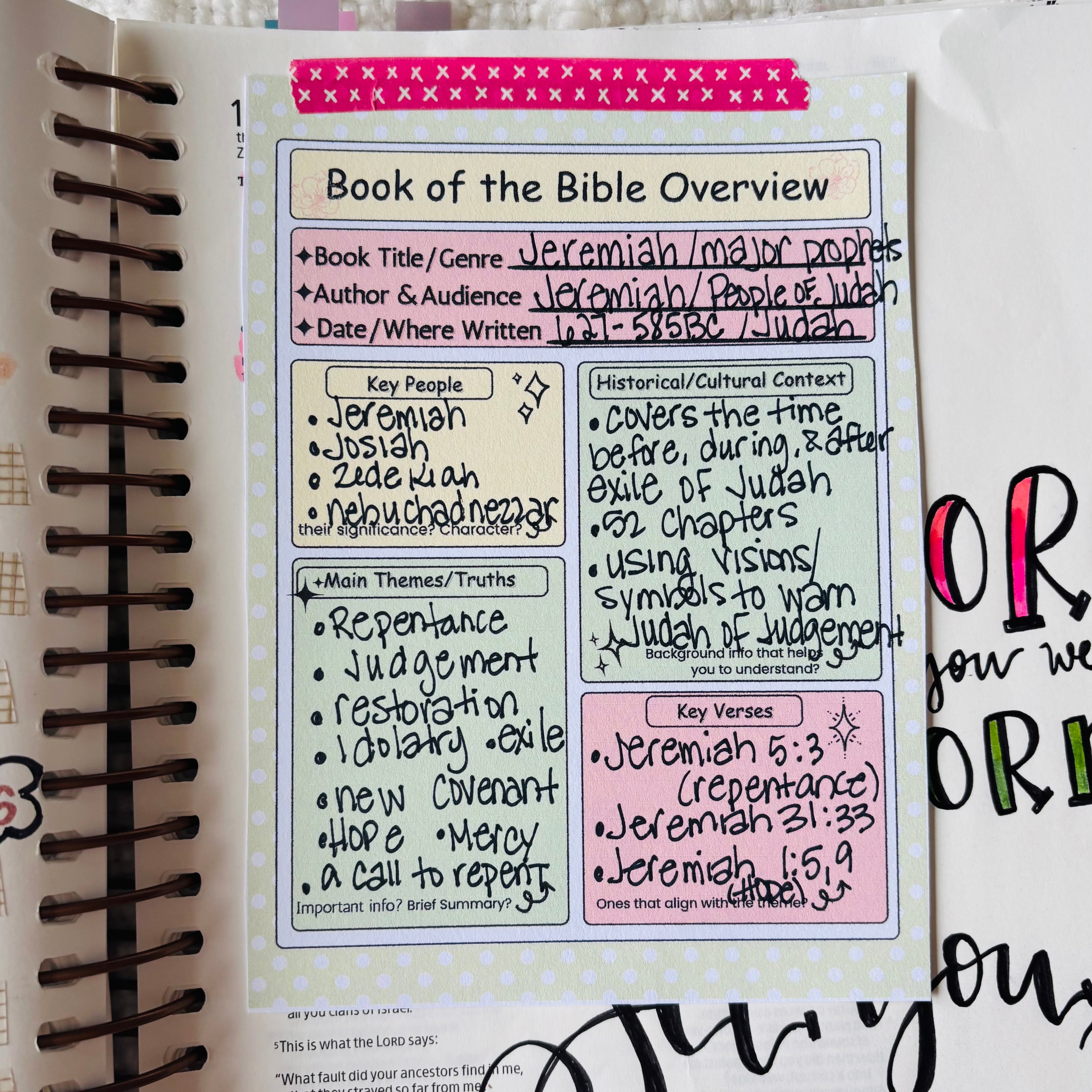 "Bible Book Overview" Printable