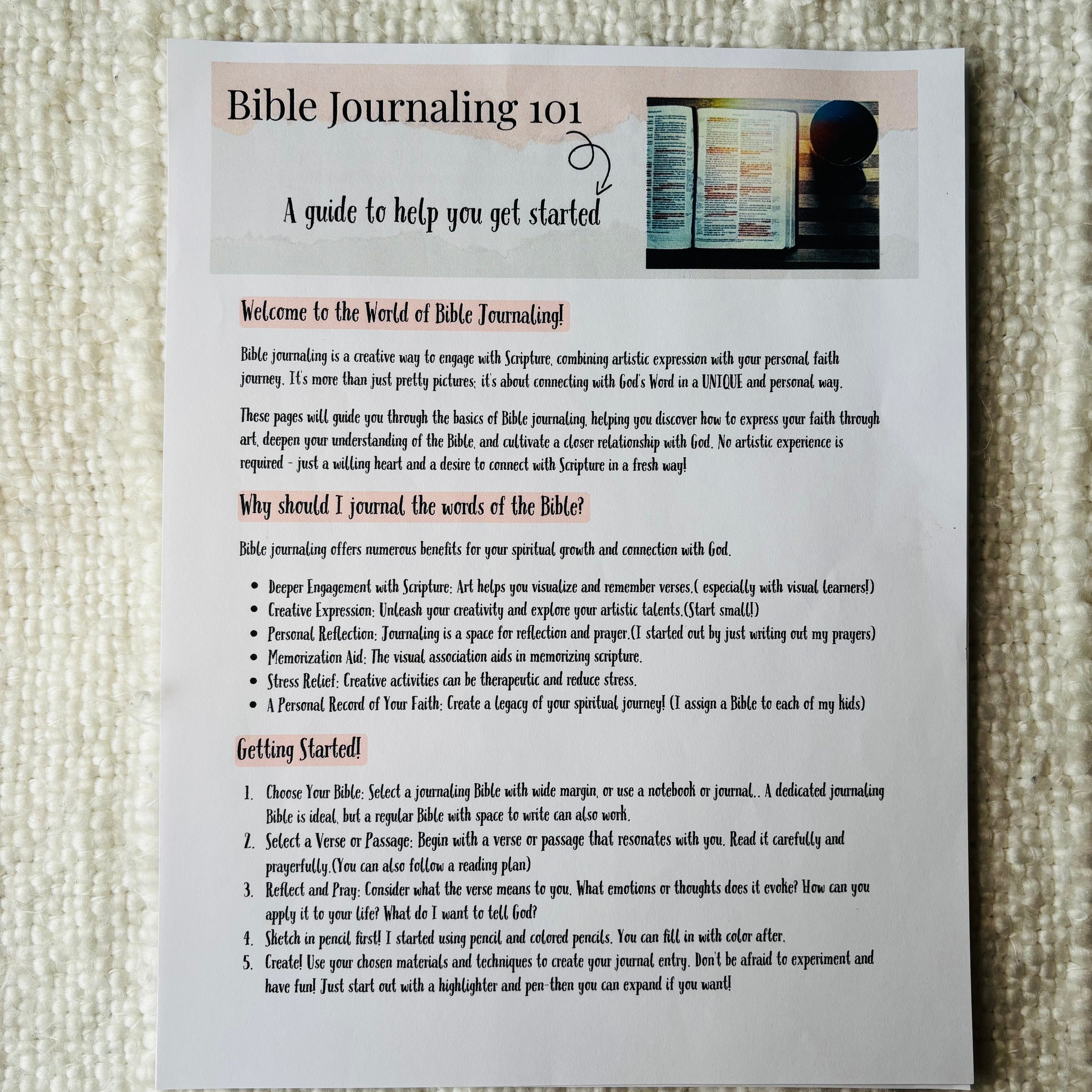 "Bible Journaling 101" Printable