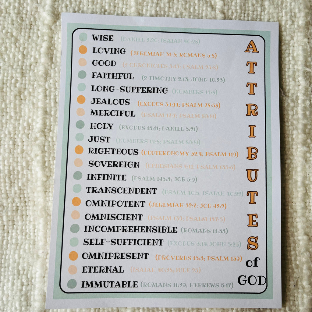 "Attributes of God" Printable