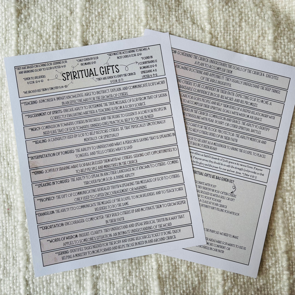 "Spiritual Gifts" Printable