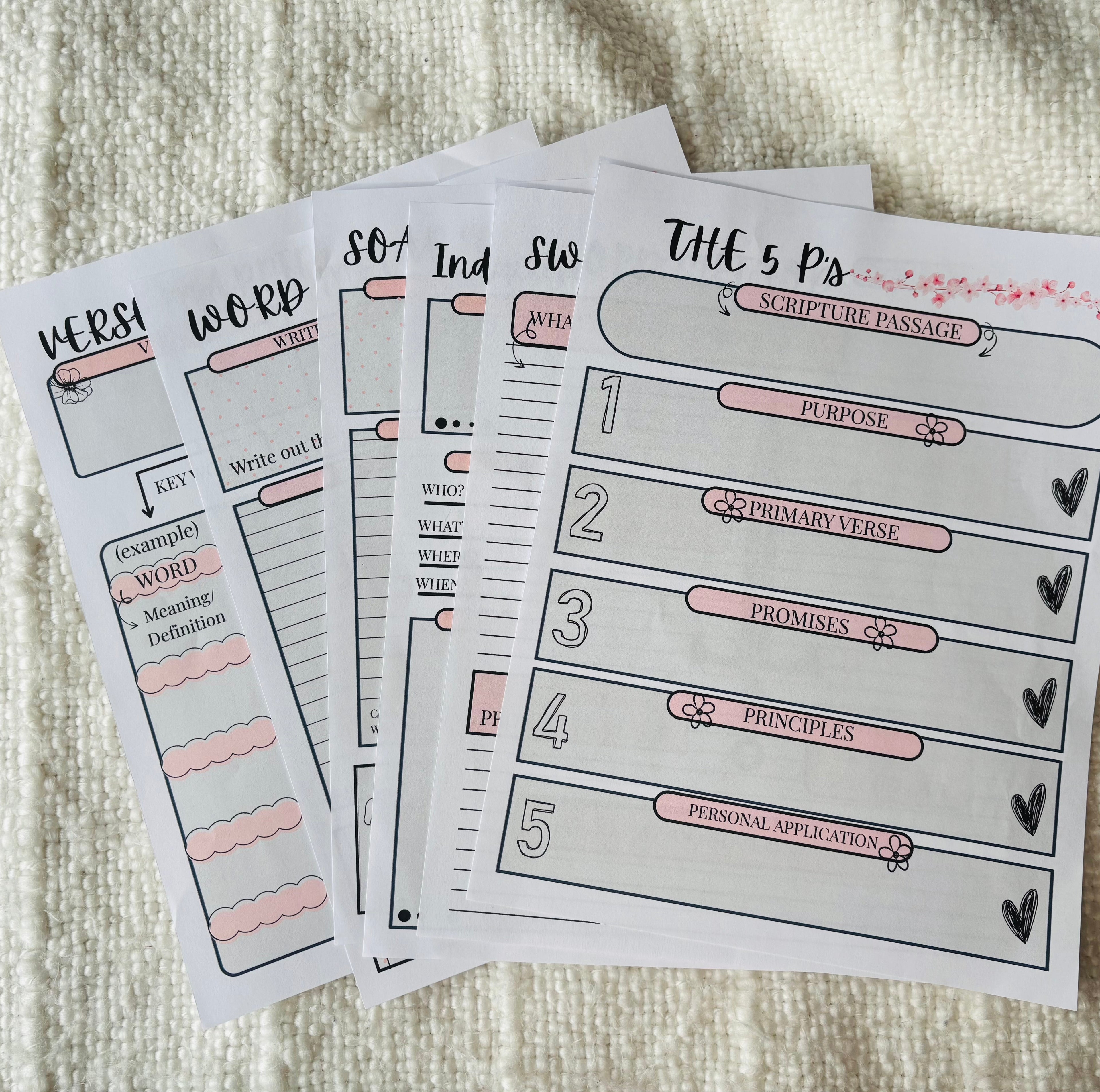 "Bible Study 6 Pack" Printable Templates