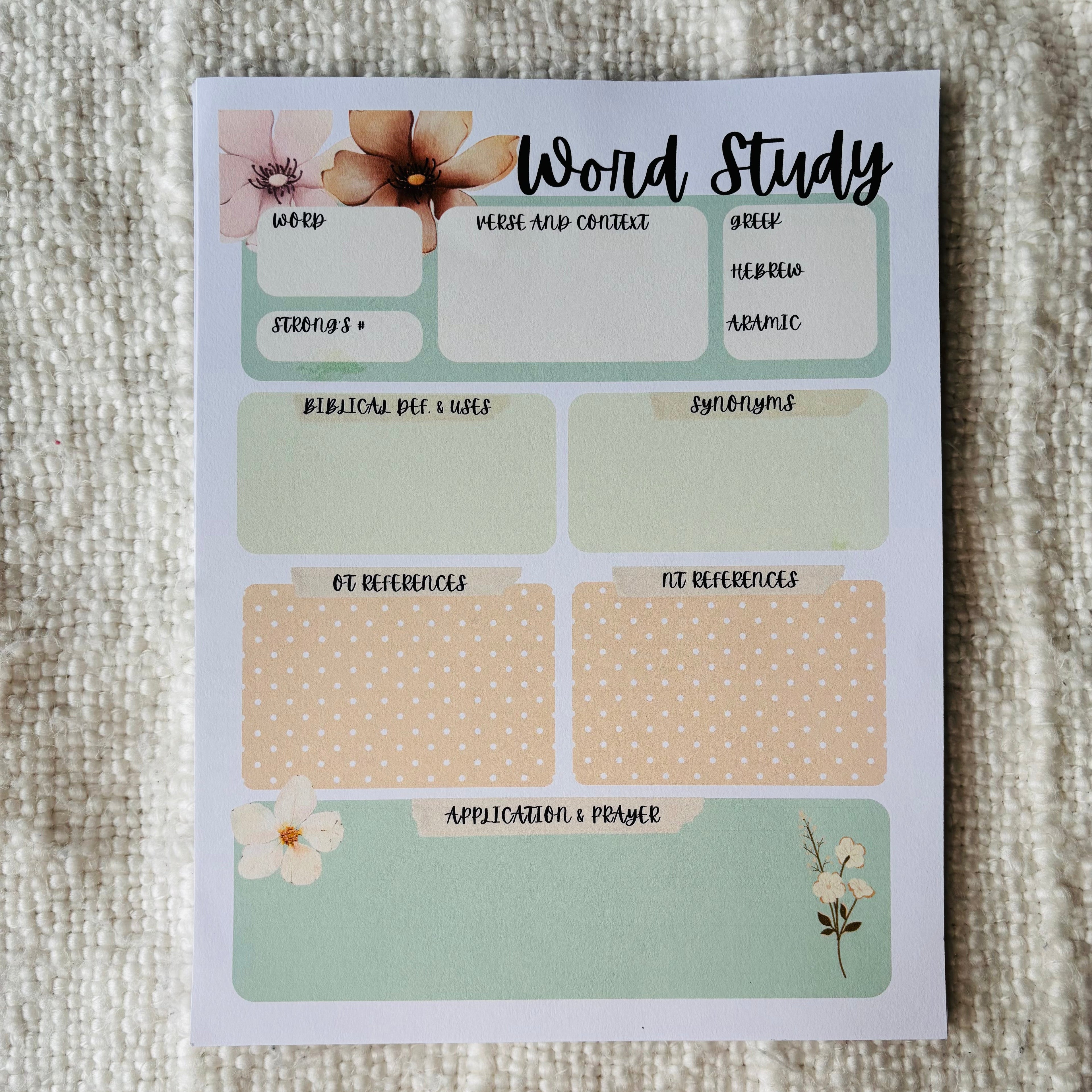 "Word Study" Printable Template