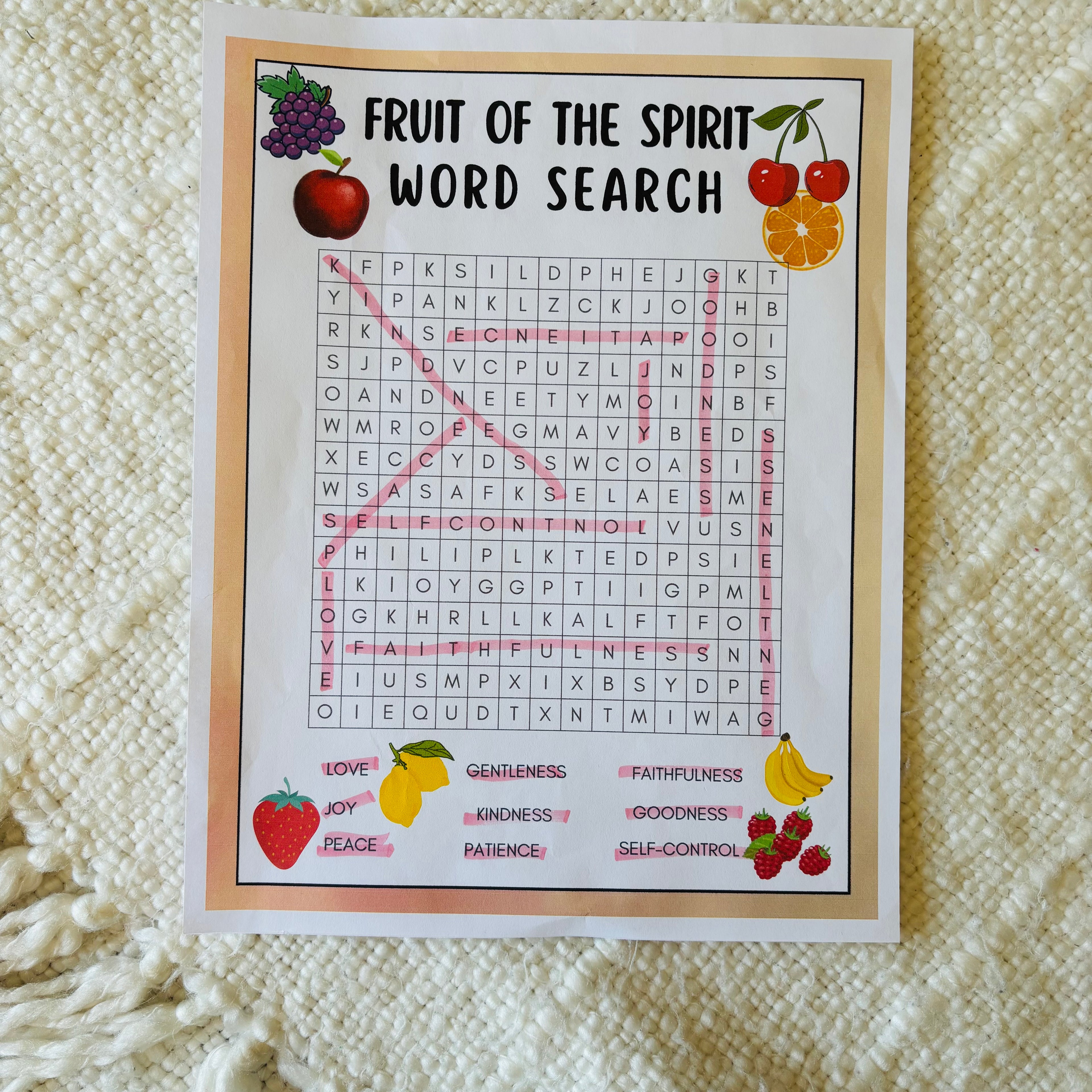 "Disciples" and "fruits of the Spirit" Word Search Printable (FREE)