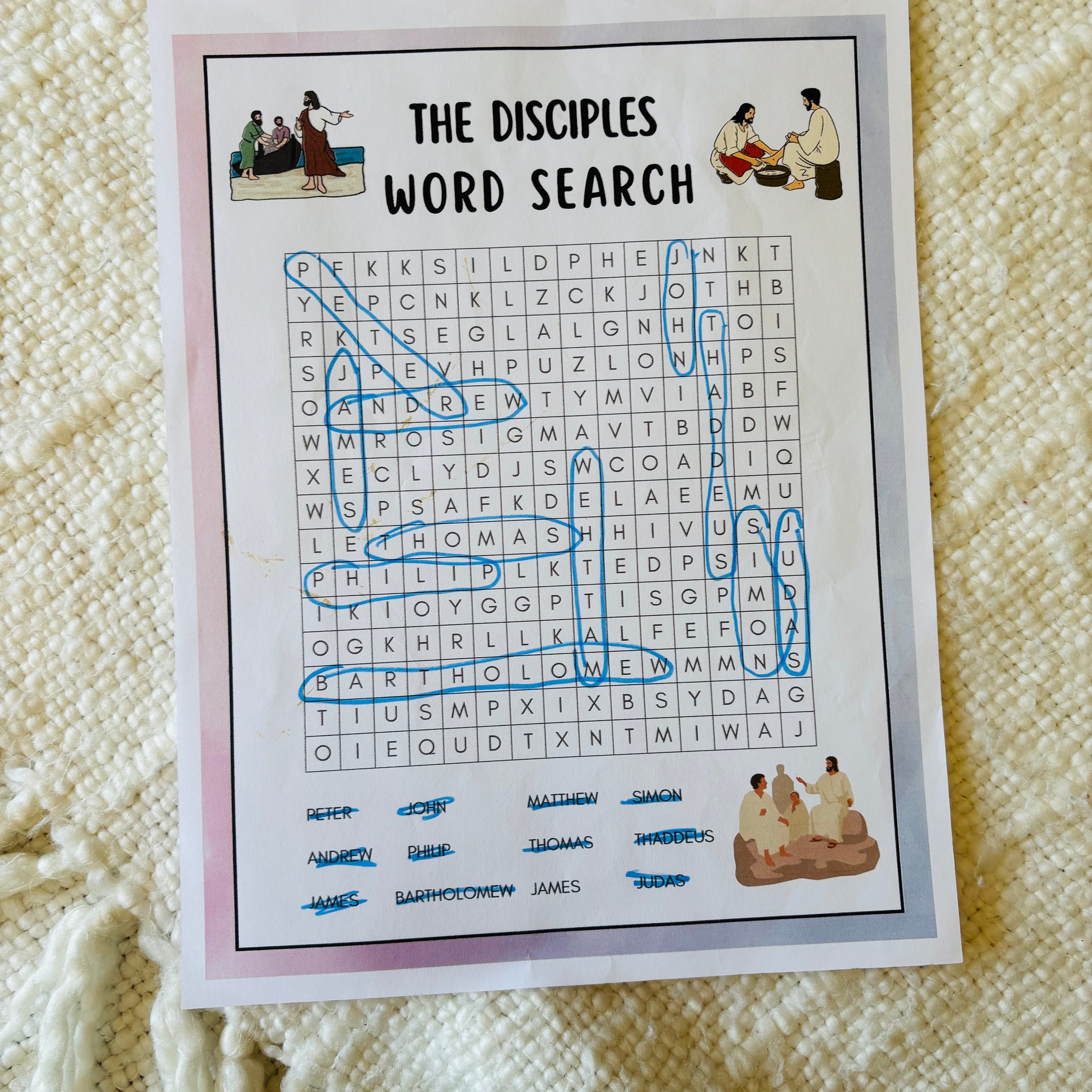 "Disciples" and "fruits of the Spirit" Word Search Printable (FREE)