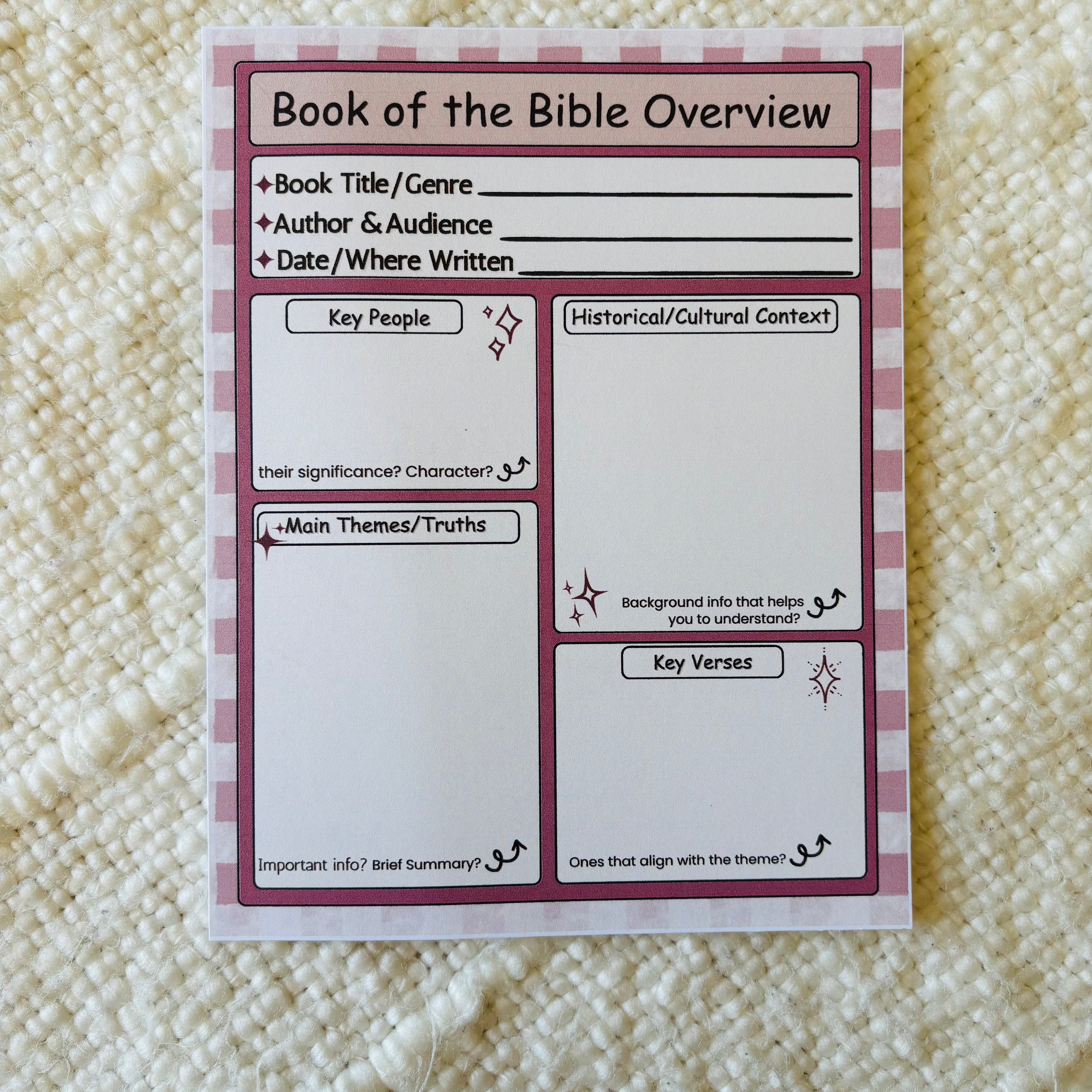 "Bible Book Overview" Printable